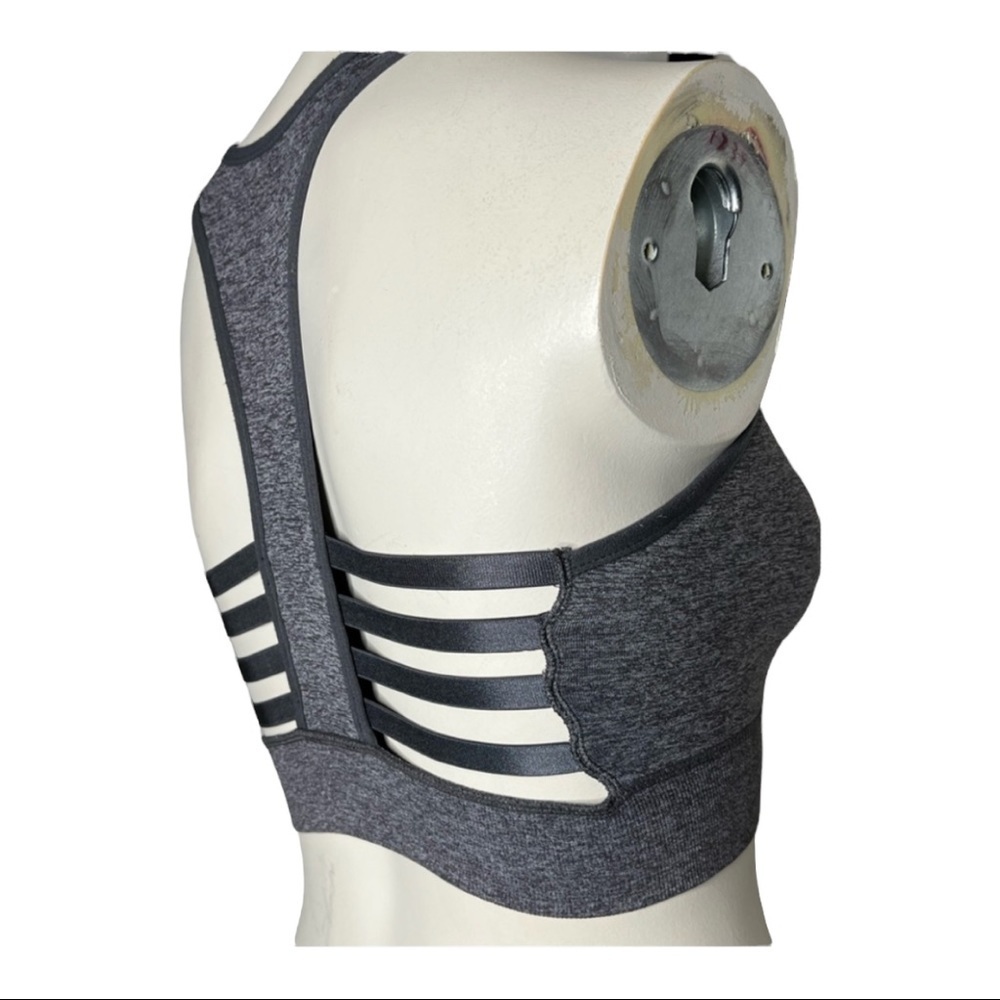 Gray Strappy Sports Bra